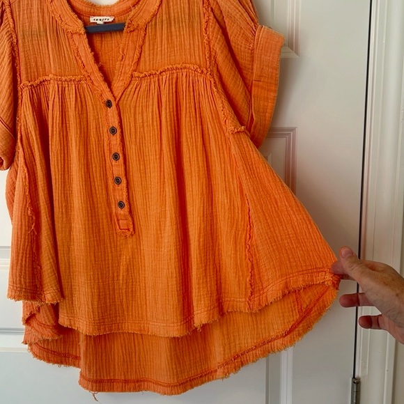 NWOT Orange Button-Down Top - Picture 3 of 6